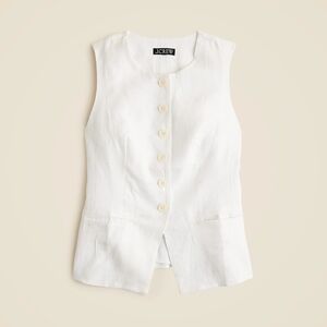 J. Crew White Linen Sleeveless Top with Back Buckle Detail